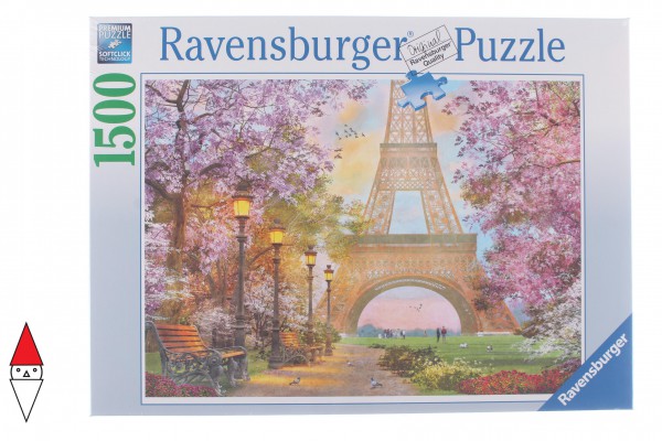 RAVENSBURGER, 16000, 4005556160006, PUZZLE PAESAGGI RAVENSBURGER CITTA AMORE A PARIGI 1500 PZ
