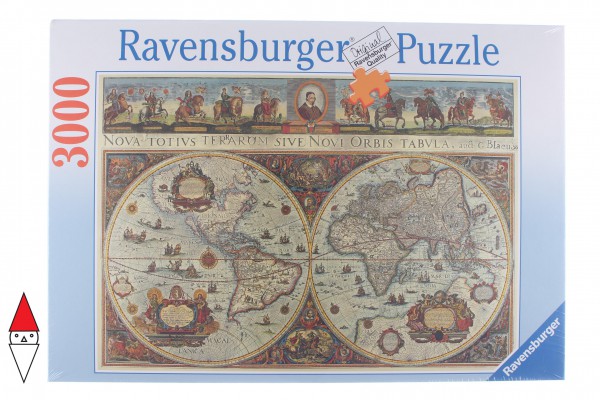 RAVENSBURGER, 17054, 4005556170548, RAVENSBURGER CARTE GEOGRAFICHE ANTICO MAPPAMONDO DEL 1665 RARO 3000 PZ