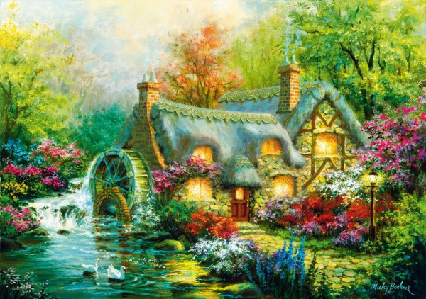 BLUEBIRD, 70303-P, 3663384703034, PUZZLE PAESAGGI BLUEBIRD MULINI COUNTRY RETREAT 1000 PZ
