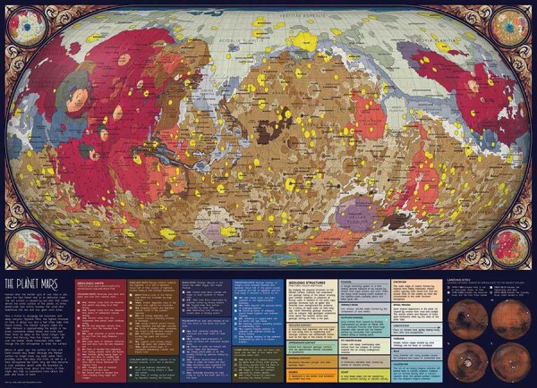 COBBLE HILL, 80287, 625012802871, PUZZLE OGGETTI CARTE GEOGRAFICHE THE PLANET MARS PIANETA MARTE 1000 PZ