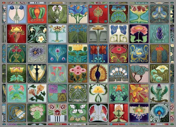 COBBLE HILL, 80256, 625012802567, PUZZLE GRAFICA COBBLE HILL ART NOUVEAU TILES 1000 PZ