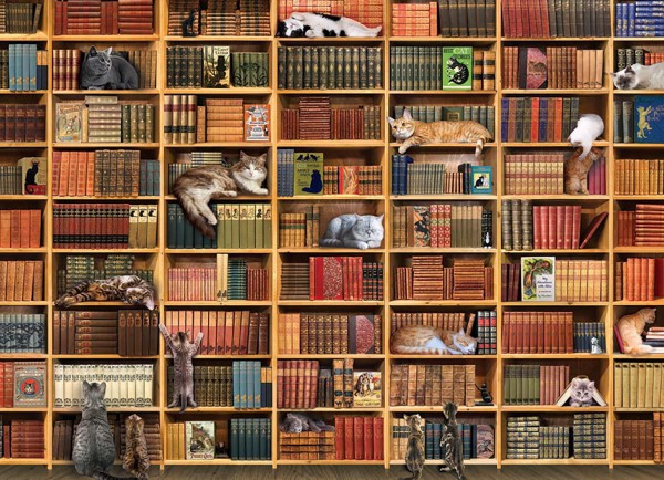 COBBLE HILL, 80216, 625012802161, PUZZLE TEMATICO COBBLE HILL THE CAT LIBRARY LA LIBRERIA DEI GATTI 1000 PZ