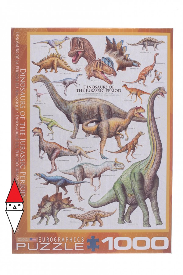 EUROGRAPHICS, 6000-0099, 628136600996, PUZZLE ANIMALI EUROGRAPHICS DINOSAURI I DINOSAURI PERIODO GIURASSICO 1000 PZ