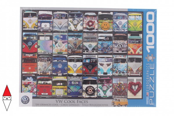 EUROGRAPHICS, 6000-0870, 628136608701, PUZZLE MEZZI DI TRASPORTO EUROGRAPHICS AUTOMEZZI VW BUS - COOL FACES 1000 PZ