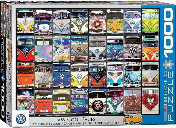 EUROGRAPHICS, 6000-0870, 628136608701, PUZZLE MEZZI DI TRASPORTO EUROGRAPHICS AUTOMEZZI VW BUS - COOL FACES 1000 PZ