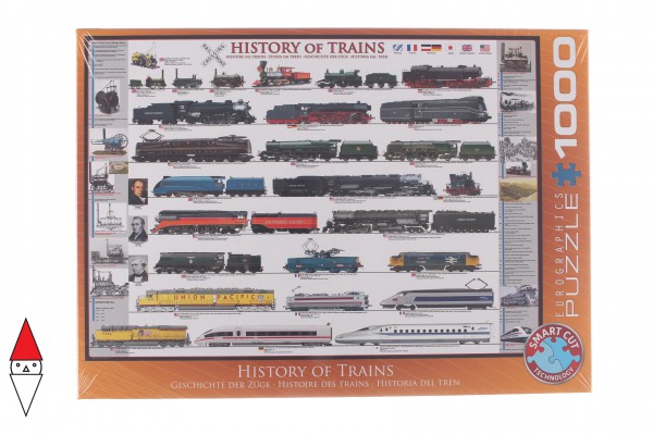 EUROGRAPHICS, 6000-0251, 628136602518, PUZZLE MEZZI DI TRASPORTO EUROGRAPHICS TRENI STORIA DEI TRENI 1000 PZ