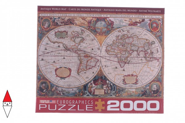 EUROGRAPHICS, 8220-1997, 628136119979, PUZZLE OGGETTI EUROGRAPHICS CARTE GEOGRAFICHE ANTICO MAPPAMONDO 2000 PZ