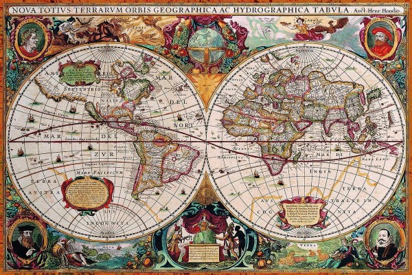 EUROGRAPHICS, 8220-1997, 628136119979, PUZZLE OGGETTI EUROGRAPHICS CARTE GEOGRAFICHE ANTICO MAPPAMONDO 2000 PZ