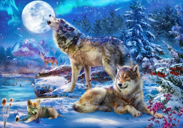 BLUEBIRD, 70147, 3663384701474, PUZZLE ANIMALI BLUEBIRD LUPI WINTER WOLF FAMILY 1500 PZ