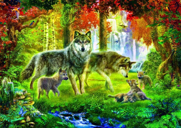 BLUEBIRD, 70156, 3663384701566, PUZZLE ANIMALI BLUEBIRD LUPI SUMMER WOLF FAMILY 1000 PZ