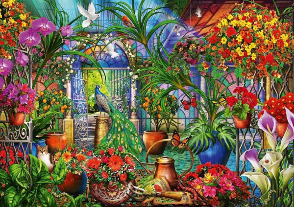 BLUEBIRD, 70248-P, 3663384702488, PUZZLE TEMATICO BLUEBIRD GIARDINI TROPICAL GREEN HOUSE 1000 PZ