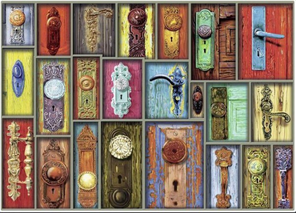 RAVENSBURGER, 19863, 4005556198634, PUZZLE OGGETTI RAVENSBURGER OGGETTI COMUNI ANTICHE MANIGLIE 1000 PZ