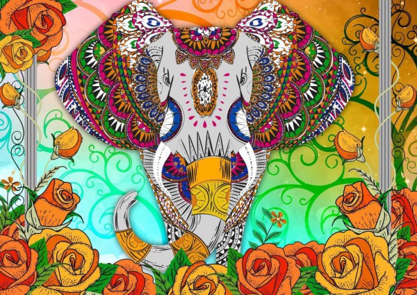 BLUEBIRD, 70002, 3663384700026, PUZZLE ANIMALI BLUEBIRD ELEFANTI COLORFUL ELEPHANT 2000 PZ