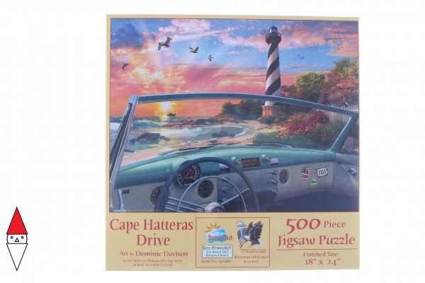 SUNSOUT, 50080, 796780500808, PUZZLE PAESAGGI SUNSOUT VINTAGE DOMINIC DAVISON CAPE HATTERAS DRIVE 500 PZ