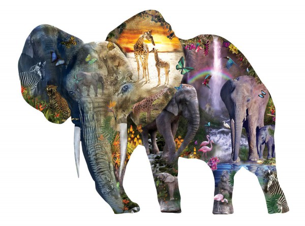 SUNSOUT, 95015, 796780950153, PUZZLE SAGOMATO SUNSOUT ELEFANTI ALIXANDRA MULLINS - ELEPHANT WATERFALL 1000 PZ