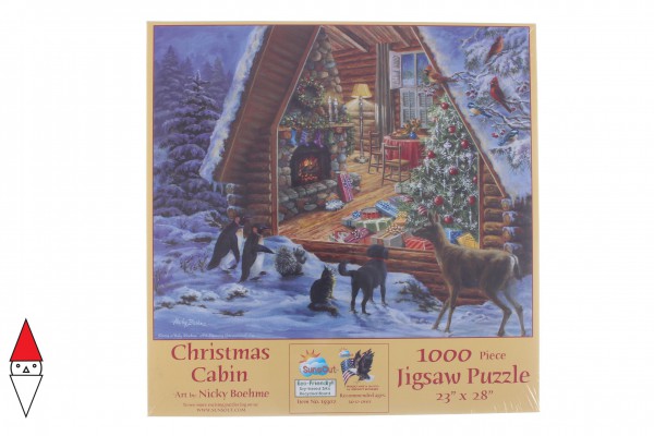 SUNSOUT, 19302, 796780193024, PUZZLE TEMATICO SUNSOUT NATALE JANE MADAY CHRISTMAS CABIN 1000 PZ