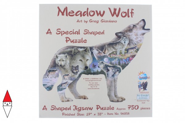 SUNSOUT, 96038, 796780960381, PUZZLE SAGOMATO SUNSOUT LUPI GREG GIORDANO MEADOW WOLF 750 PZ