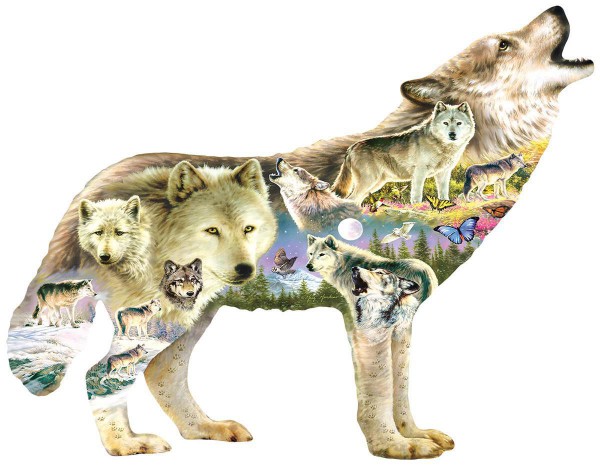 SUNSOUT, 96038, 796780960381, PUZZLE SAGOMATO SUNSOUT LUPI GREG GIORDANO MEADOW WOLF 750 PZ