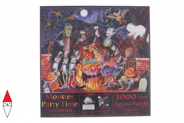 SUNSOUT, 21831, 796780218314, PUZZLE TEMATICO SUNSOUT HALLOWEEN BILL BELL MONSTER PARTY TIME 1000 PZ