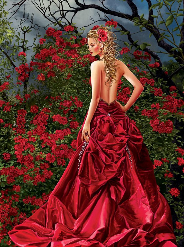 SUNSOUT, 67644, 796780676442, PUZZLE GRAFICA SUNSOUT FANTASY NENE THOMAS TAIS IN RED 1000 PZ