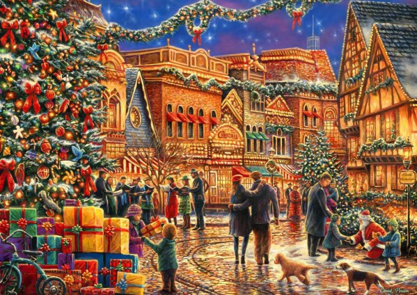 BLUEBIRD, 70057, 3663384700576, PUZZLE TEMATICO BLUEBIRD NATALE CHRISTMAS AT THE TOWN SQUARE 2000 PZ