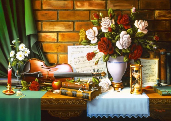BLUEBIRD, 70078, 3663384700781, PUZZLE TEMATICO BLUEBIRD NATURA MORTA SHE LOVES ME 2000 PZ