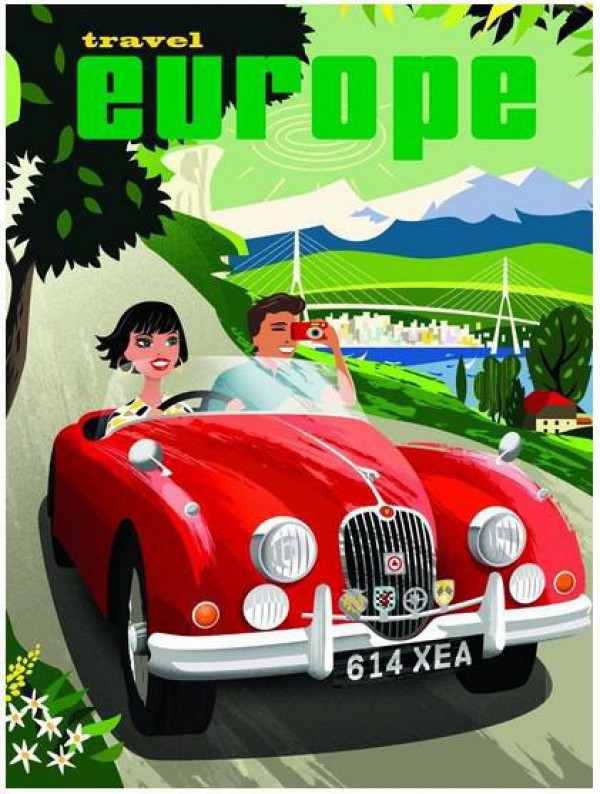 EUROGRAPHICS, 8000-1645, 628136066457, PUZZLE GRAFICA EUROGRAPHICS STAMPE VINTAGE VIAGGIO IN EUROPA 1000 PZ