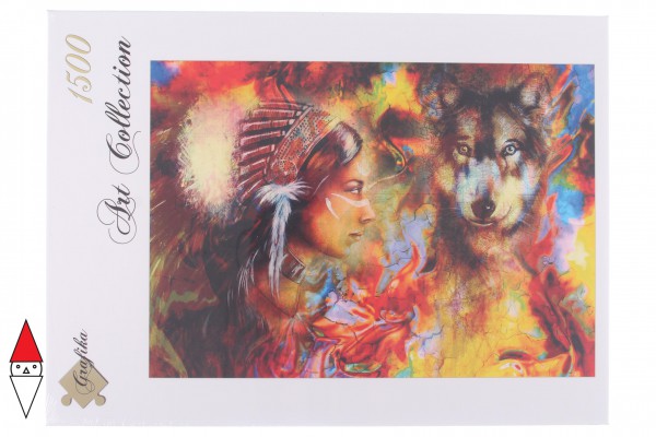 GRAFIKA, 00686, 3663384506864, PUZZLE TEMATICO GRAFIKA INDIANI LA DONNA INDIANA E IL LUPO 1500 PZ