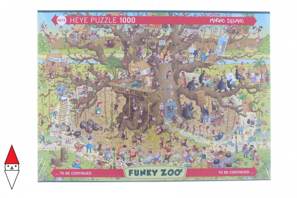 HEYE, 29833, 4001689298333, PUZZLE GRAFICA HEYE FUMETTI FUNKY ZOO DEGANO MONKEY HABITAT 1000 PZ
