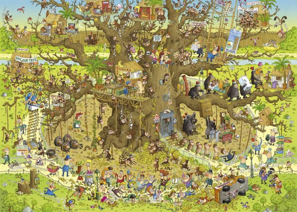 HEYE, 29833, 4001689298333, PUZZLE GRAFICA HEYE FUMETTI FUNKY ZOO DEGANO MONKEY HABITAT 1000 PZ