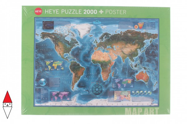 HEYE, 29797, 4001689297978, PUZZLE OGGETTI HEYE CARTE GEOGRAFICHE MAP ART SATELLITE MAP 2000 PZ