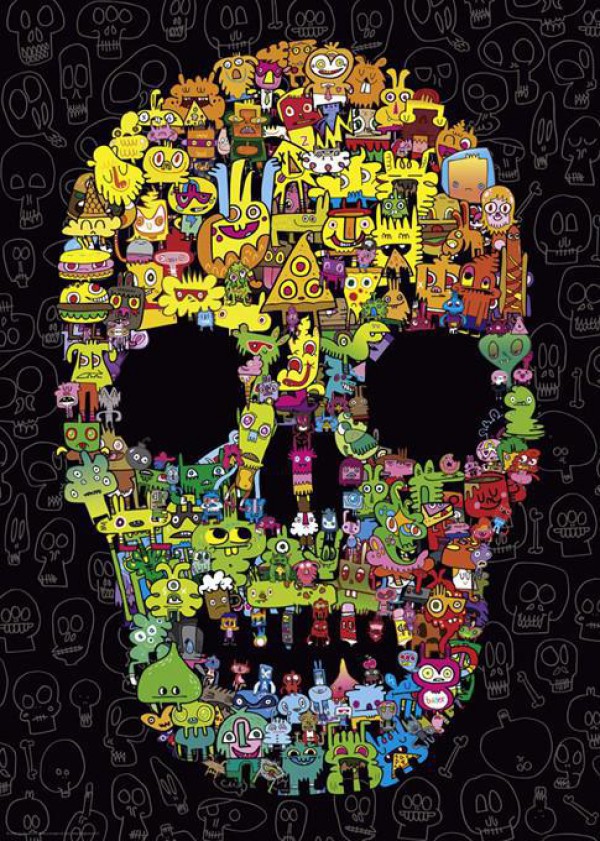 HEYE, 29850, 4001689298500, PUZZLE GRAFICA HEYE FUMETTI BURGERMAN DOODLE SKULL 1000 PZ