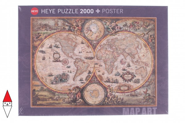 HEYE, 29666, 4001689296667, PUZZLE OGGETTI HEYE CARTE GEOGRAFICHE MAP ART VINTAGE WORLD 2000 PZ