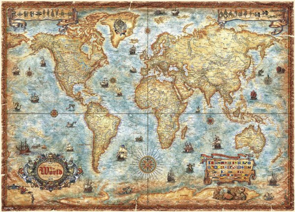 HEYE, 29845, 4001689298456, PUZZLE OGGETTI HEYE CARTE GEOGRAFICHE MAP ART THE WORLD 2000 PZ
