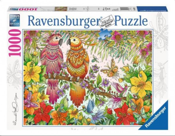RAVENSBURGER, 19822, 4005556198221, PUZZLE ANIMALI RAVENSBURGER PAPPAGALLI ATMOSFERA TROPICALE 1000 PZ