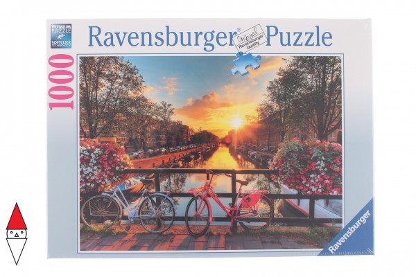 RAVENSBURGER, 19606, 4005556196067, PUZZLE PAESAGGI RAVENSBURGER CITTA BICICLETTE AD AMSTERDAM 1000 PZ