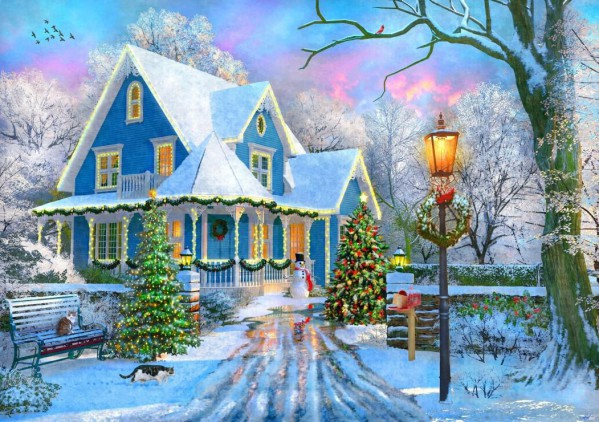 BLUEBIRD, 70340-P, 3663384703409, PUZZLE TEMATICO BLUEBIRD NATALE CHRISTMAS AT HOME 1000 PZ