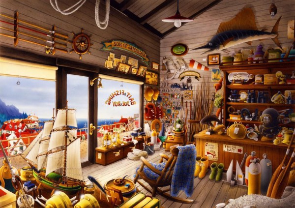 BLUEBIRD, 70321-P, 3663384703218, PUZZLE TEMATICO BLUEBIRD NEGOZI JOE AND ROY BAIT AND FISHING SHOP 1000 PZ