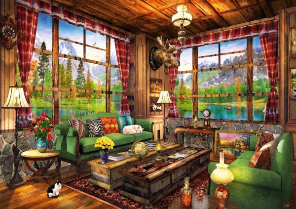 BLUEBIRD, 70336-P, 3663384703362, PUZZLE TEMATICO BLUEBIRD INTERNI MOUNT CABIN VIEW 1000 PZ