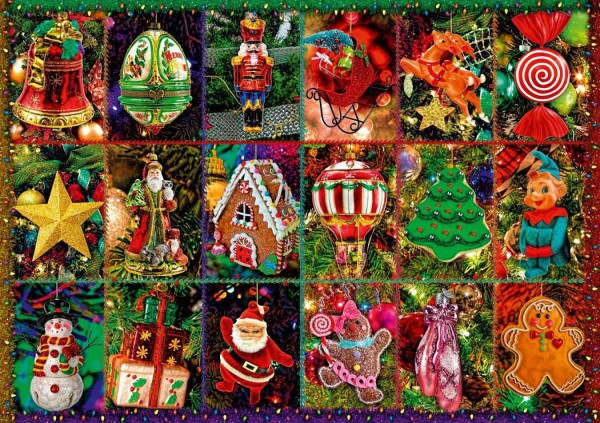 BLUEBIRD, 70325-P, 3663384703256, PUZZLE TEMATICO BLUEBIRD NATALE FESTIVE ORNAMENTS 1000 PZ
