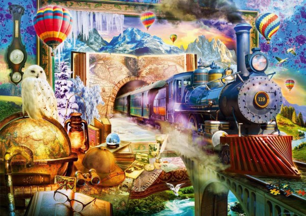 BLUEBIRD, 70343-P, 3663384703430, PUZZLE MEZZI DI TRASPORTO BLUEBIRD TRENI MAGICAL JOURNEY 1000 PZ