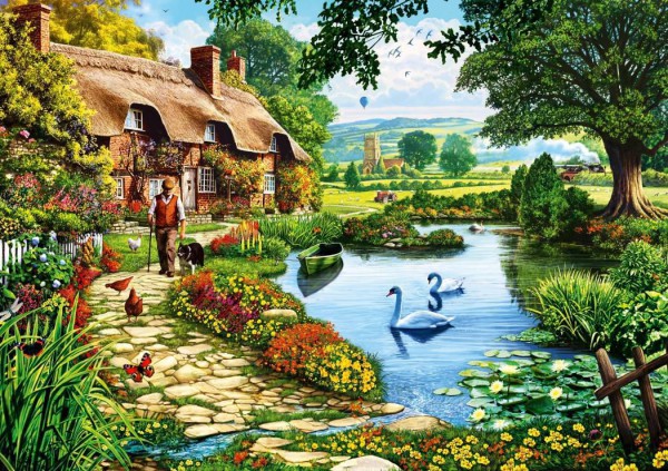 BLUEBIRD, 70315-P, 3663384703157, PUZZLE EDIFICI BLUEBIRD COTTAGES E CHALETS COTTAGE BY THE LAKE 1000 PZ