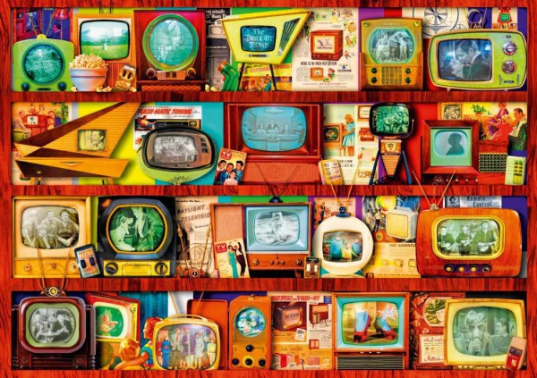 BLUEBIRD, 70330-P, 3663384703300, PUZZLE OGGETTI BLUEBIRD VINTAGE GOLDEN AGE OF TELEVISION-SHELF 1000 PZ