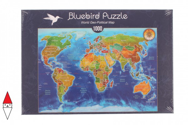 BLUEBIRD, 70337-P, 3663384703379, PUZZLE OGGETTI BLUEBIRD CARTE GEOGRAFICHE WORLD GEO-POLITICAL MAP 1000 PZ