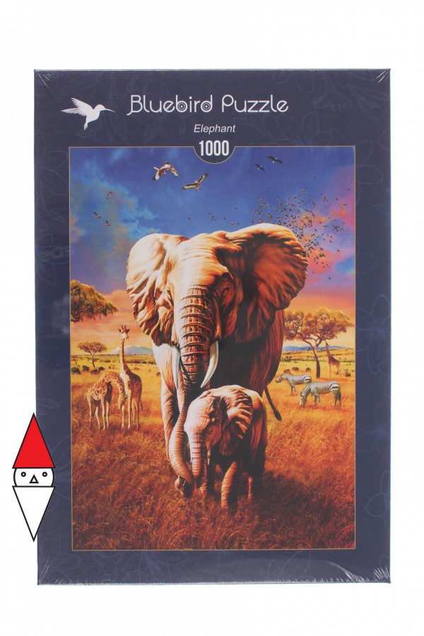 BLUEBIRD, 70314-P, 3663384703140, PUZZLE ANIMALI BLUEBIRD ELEFANTI ELEPHANT 1000 PZ