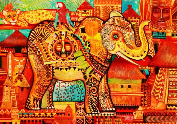 BLUEBIRD, 70413, 3663384704130, PUZZLE GRAFICA BLUEBIRD ELEFANTI AFRICA 1500 PZ