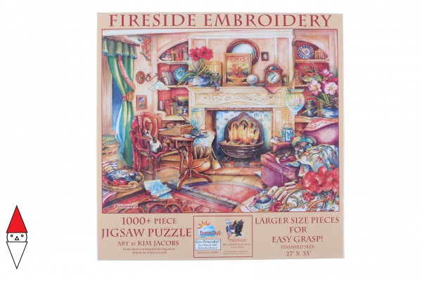 SUNSOUT, 23447, 796780234475, PUZZLE TEMATICO SUNSOUT INTERNI KIM JACOBS - FIRESIDE EMBROIDERY 1000 PZ