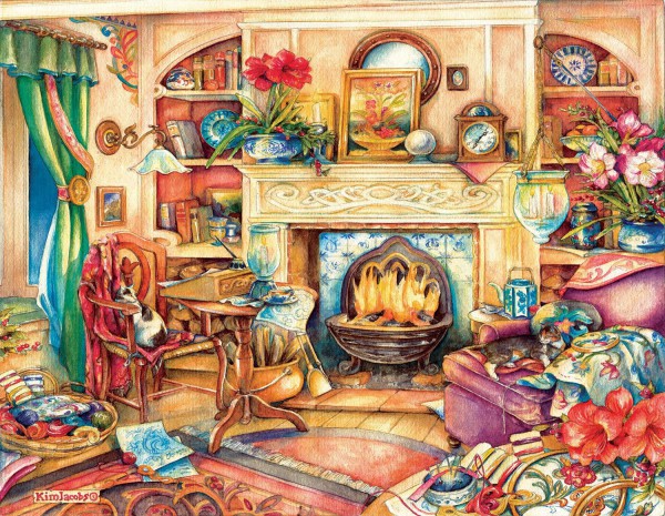 SUNSOUT, 23447, 796780234475, PUZZLE TEMATICO SUNSOUT INTERNI KIM JACOBS - FIRESIDE EMBROIDERY 1000 PZ
