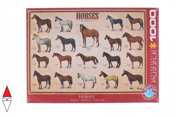 PUZZLE ANIMALI EUROGRAPHICS CAVALLI HORSES 1000 PZ 6000-0078 Donkytoys