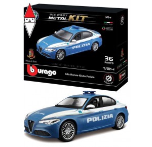 , , , MODELLINO BBURAGO 1/24 MODEL KIT GIULIA POLIZIA